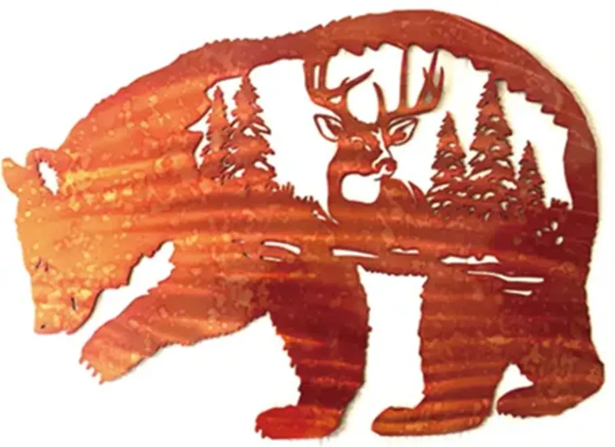 Bear and Stag Metal Wall Art, Rust