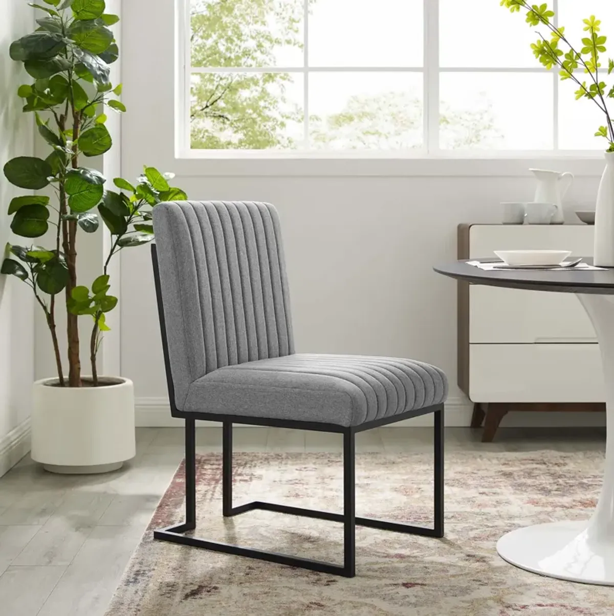 Indulge Channel Tufted Fabric Dining Chair