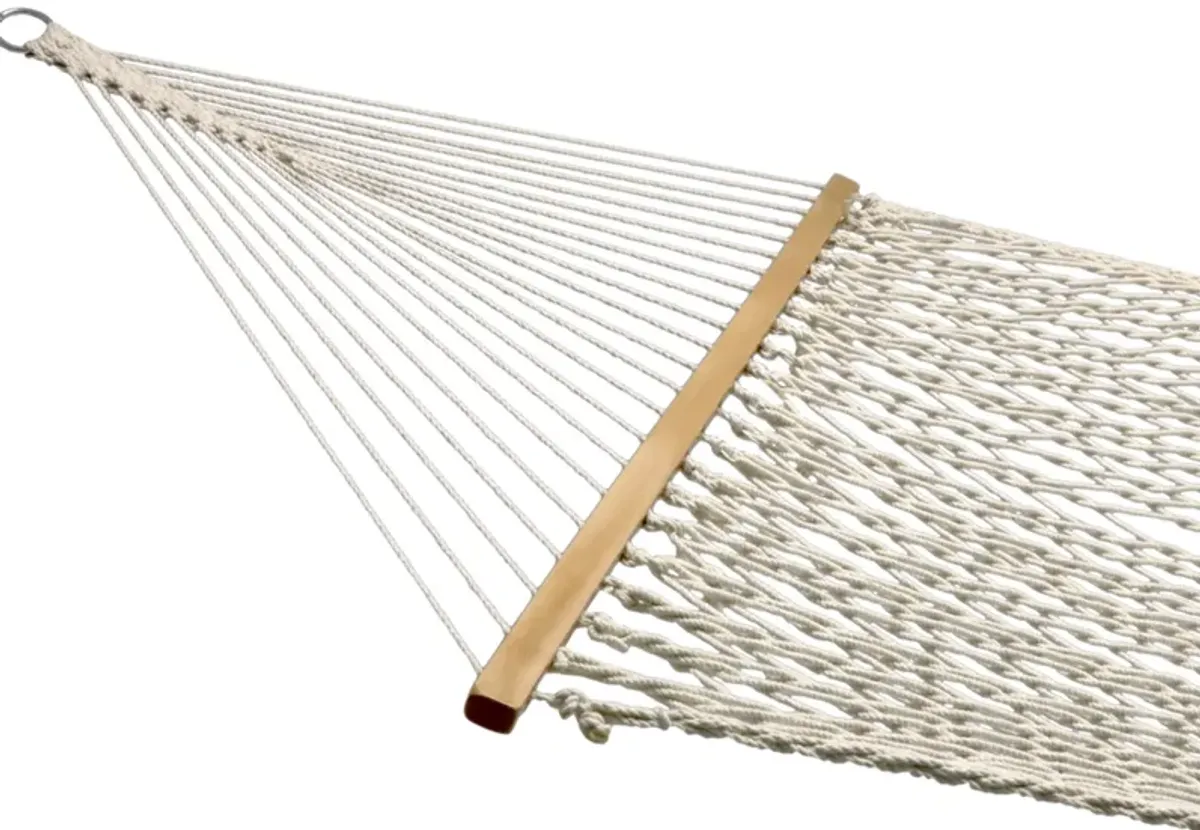 Sunnydaze 2-Person Cotton Rope Hammock with Spreader Bars - Natural