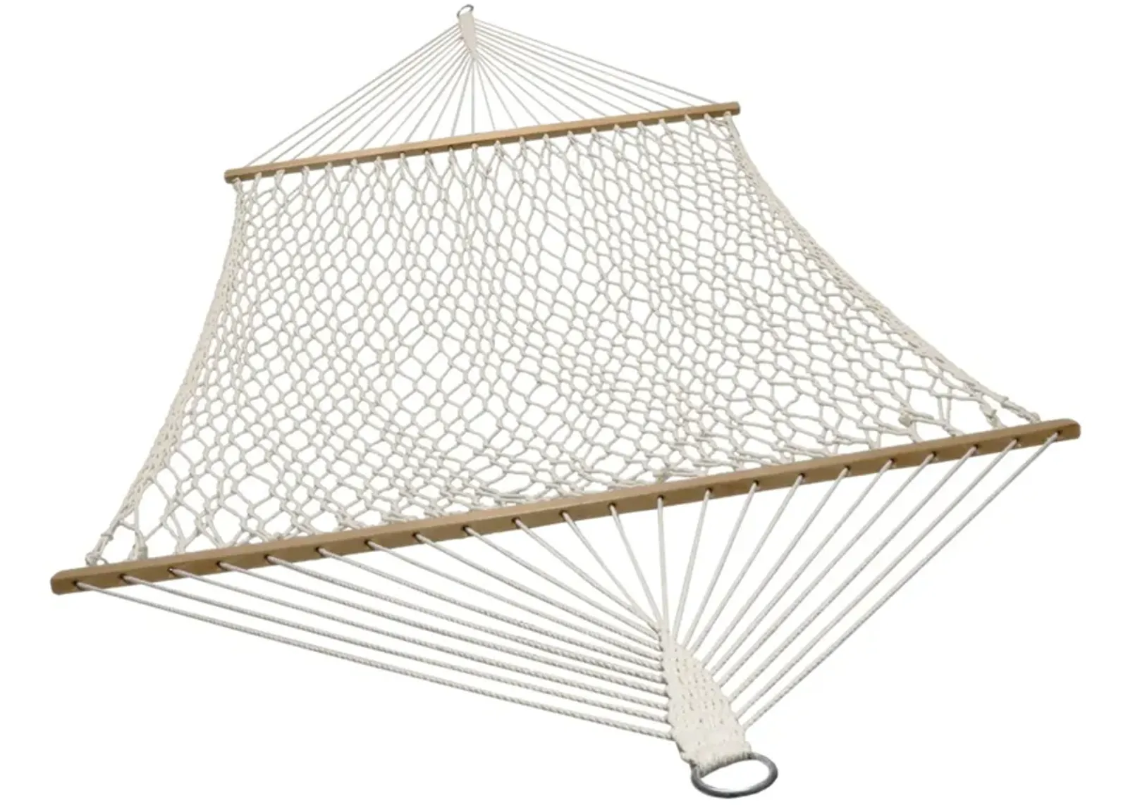 Sunnydaze 2-Person Cotton Rope Hammock with Spreader Bars - Natural