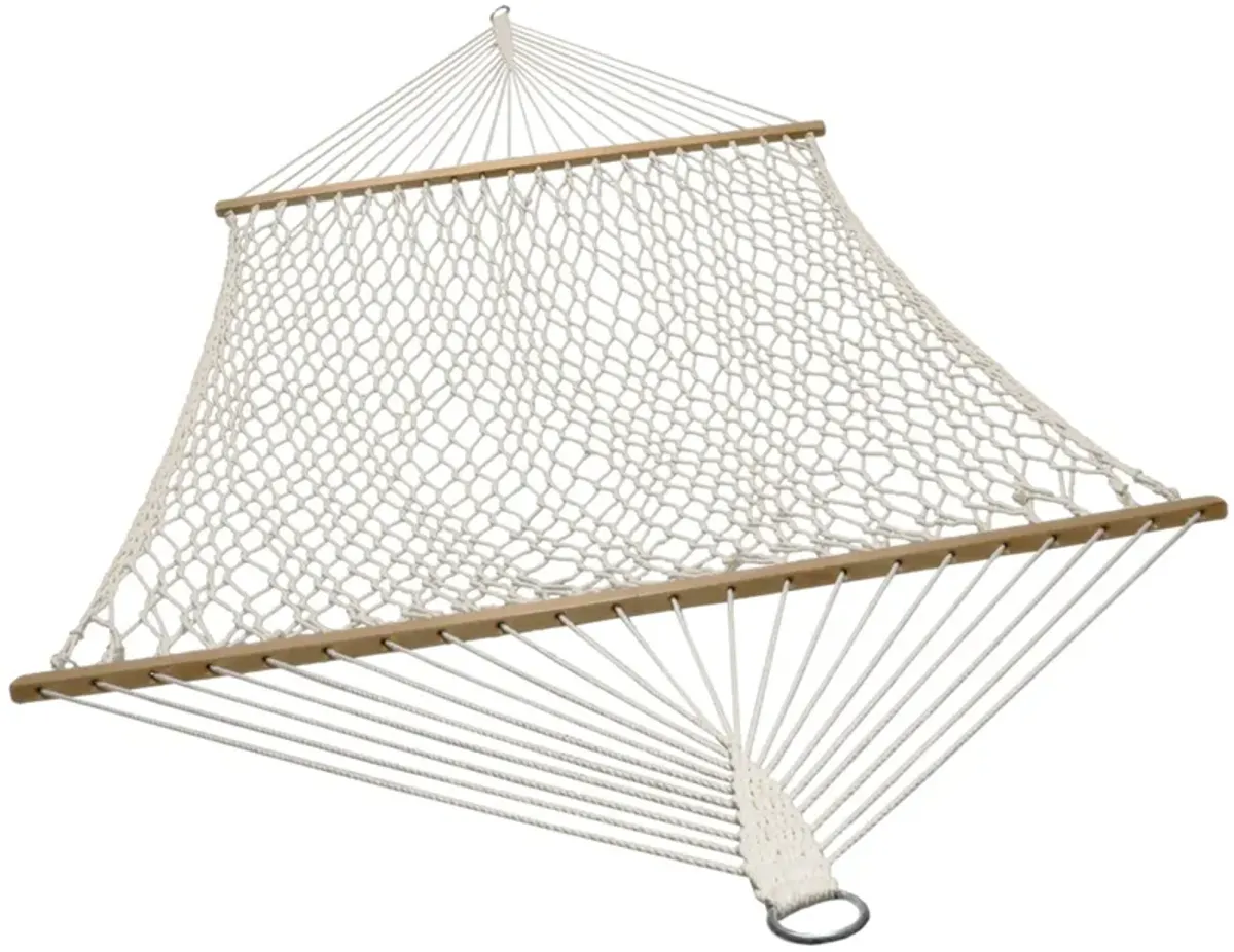 Sunnydaze 2-Person Cotton Rope Hammock with Spreader Bars - Natural