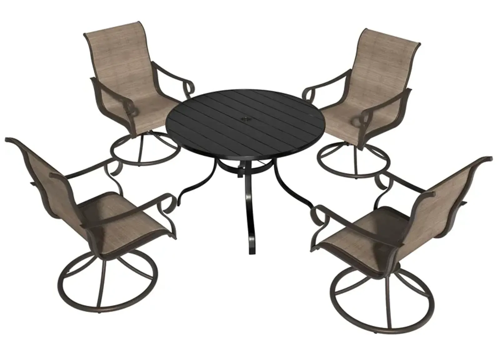 MONDAWE 5-Piece Round Circle Steel Table And Steel Textiliene Dining Chair Set With 4 Pcs Swivel Chairs