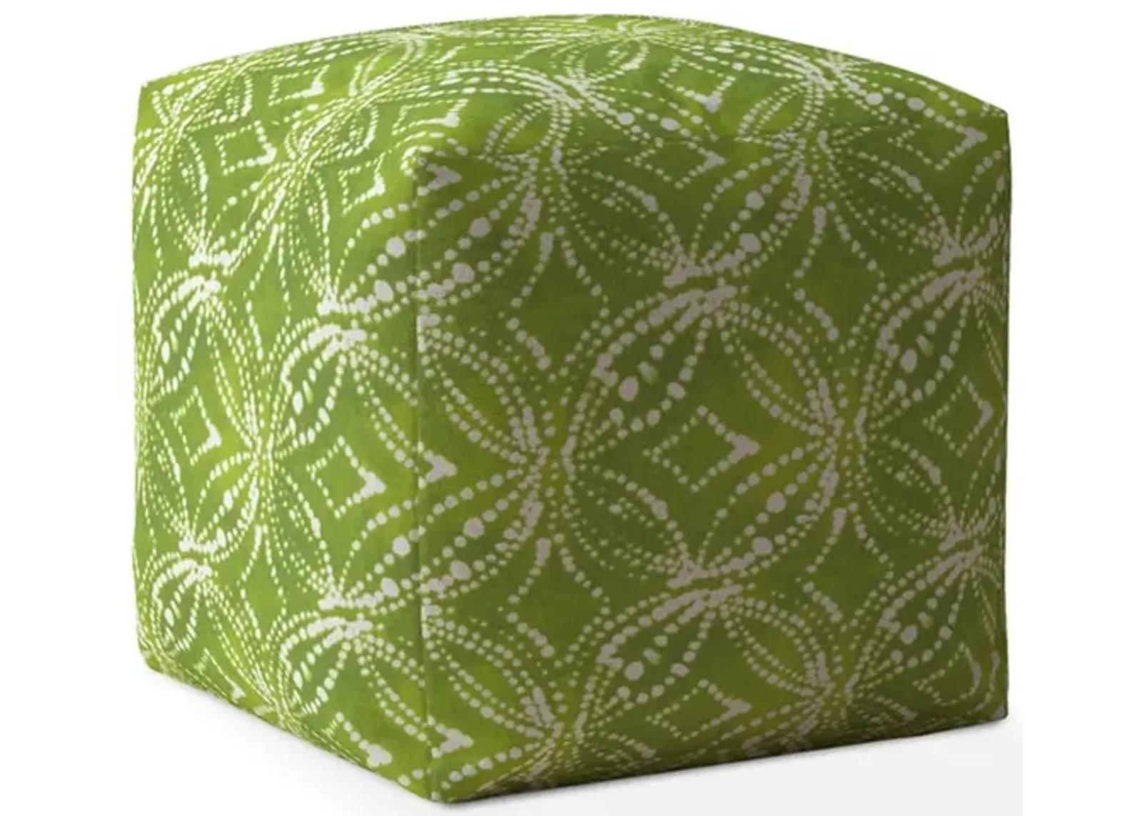 Homezia 17" Green And White Damask Pouf Ottoman