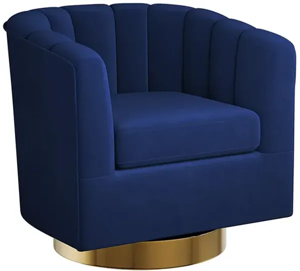 BELLEZE Swivel Accent Chair, Wide Modern Upholstered Armchair 360 Degree Swivel Comfy Single Sofa Side Chair for Living Room Bedroom Office - Zoe (Blue)