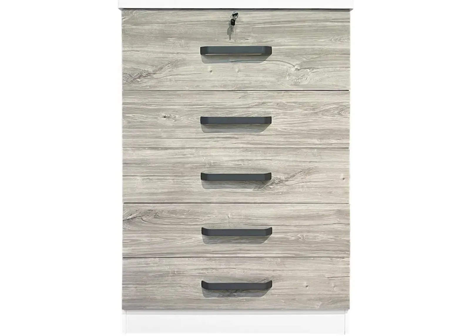 Better Home Products Xia 5 Drawer Chest of Drawers in White & Gray Oak