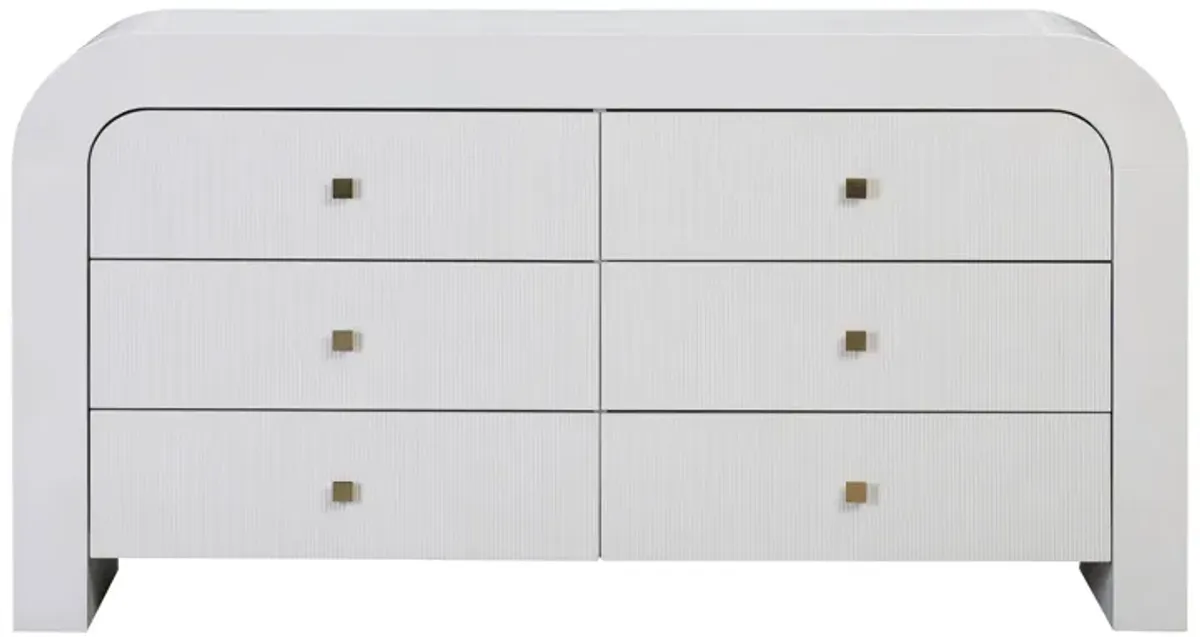 Hump 6 Drawer White Dresser