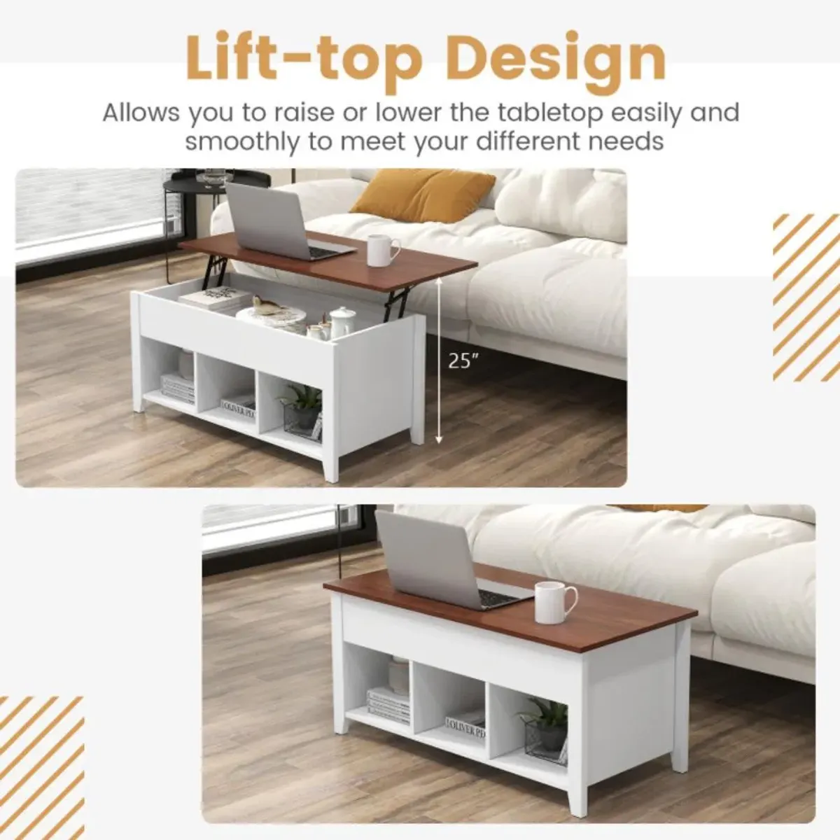 Hivvago Lift Top Coffee Table with Hidden Storage Compartment