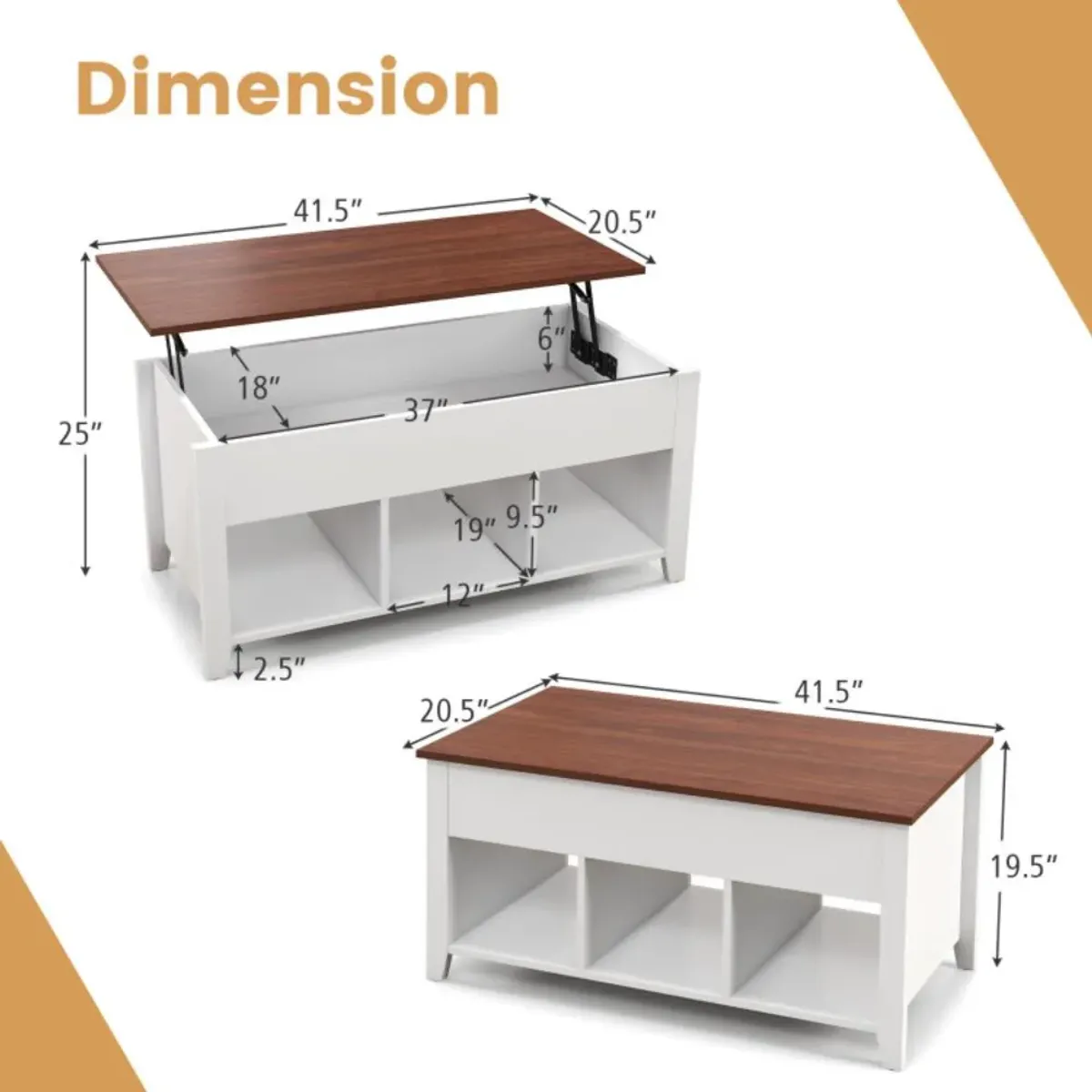 Hivvago Lift Top Coffee Table with Hidden Storage Compartment