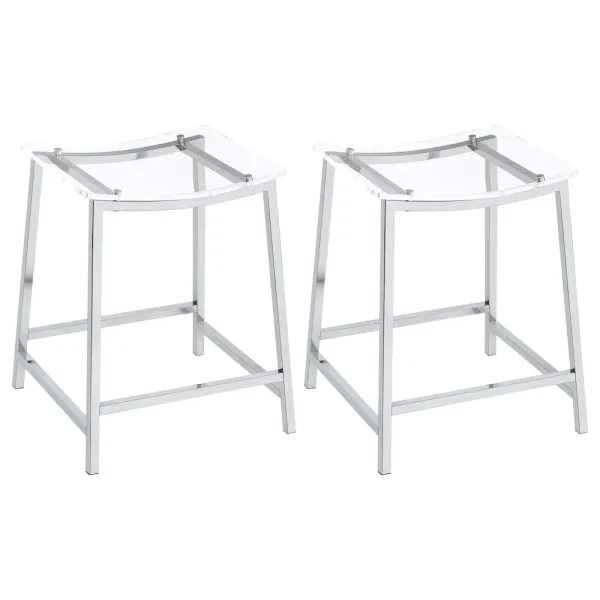 Jovani Acrylic Backless Counter Stool Chrome (Set of 2)