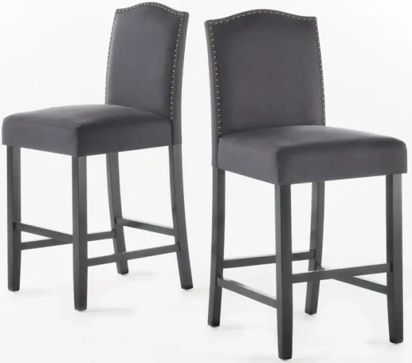 Upholstered Counter Height Barstools with Nailhead Trim(Set of 2)