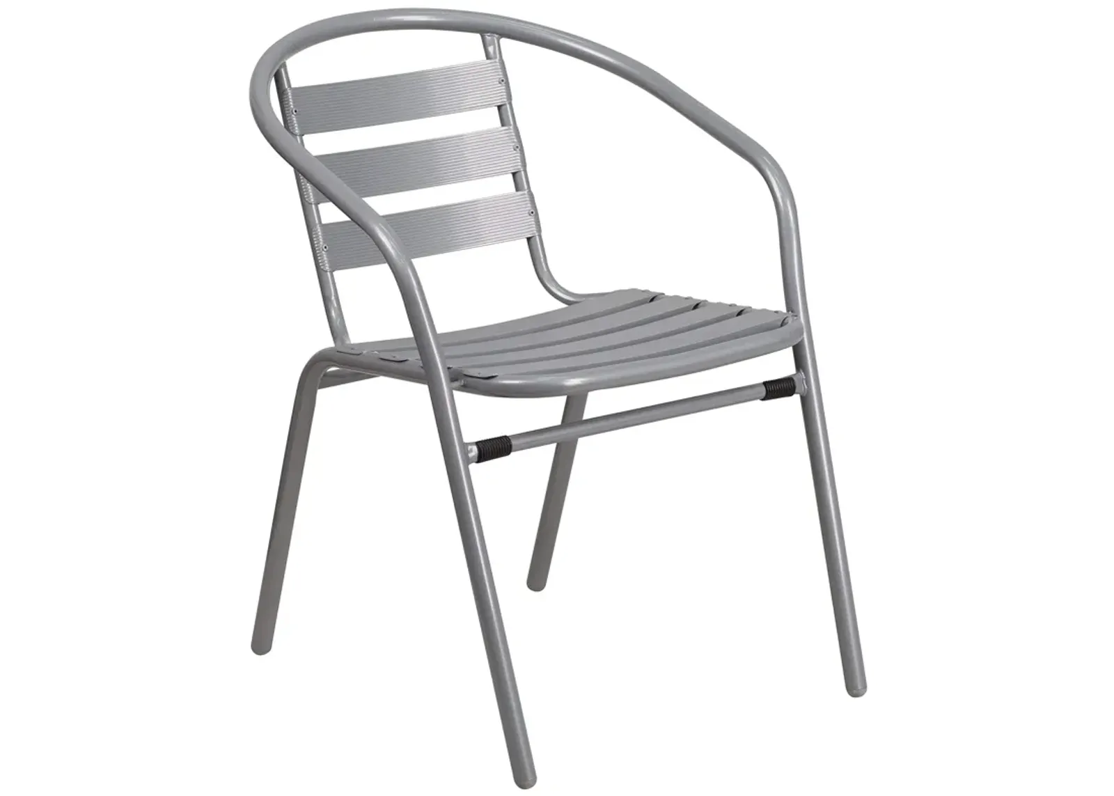 Flash Furniture Lila Silver Metal Restaurant Stack Chair with Aluminum Slats