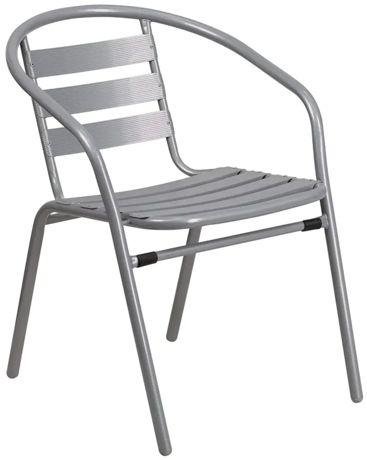 Flash Furniture Lila Silver Metal Restaurant Stack Chair with Aluminum Slats