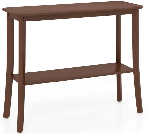 2-Tier Freestanding Wooden Console Table with Open Shelf