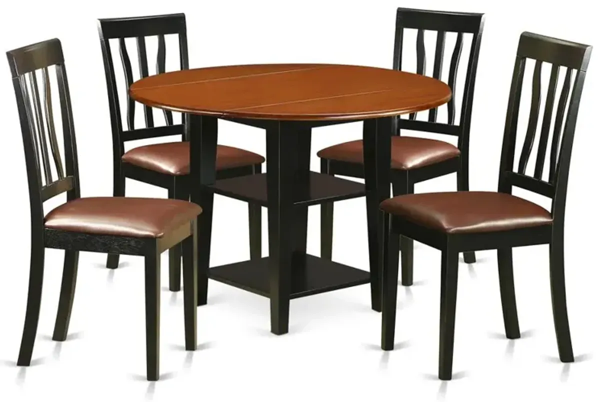 Dining Room Set Black & Cherry, SUAN5-BCH-LC