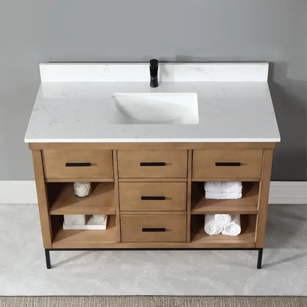 Altair 48 Single Bathroom Vanity Set in Brown Pine without Mirror