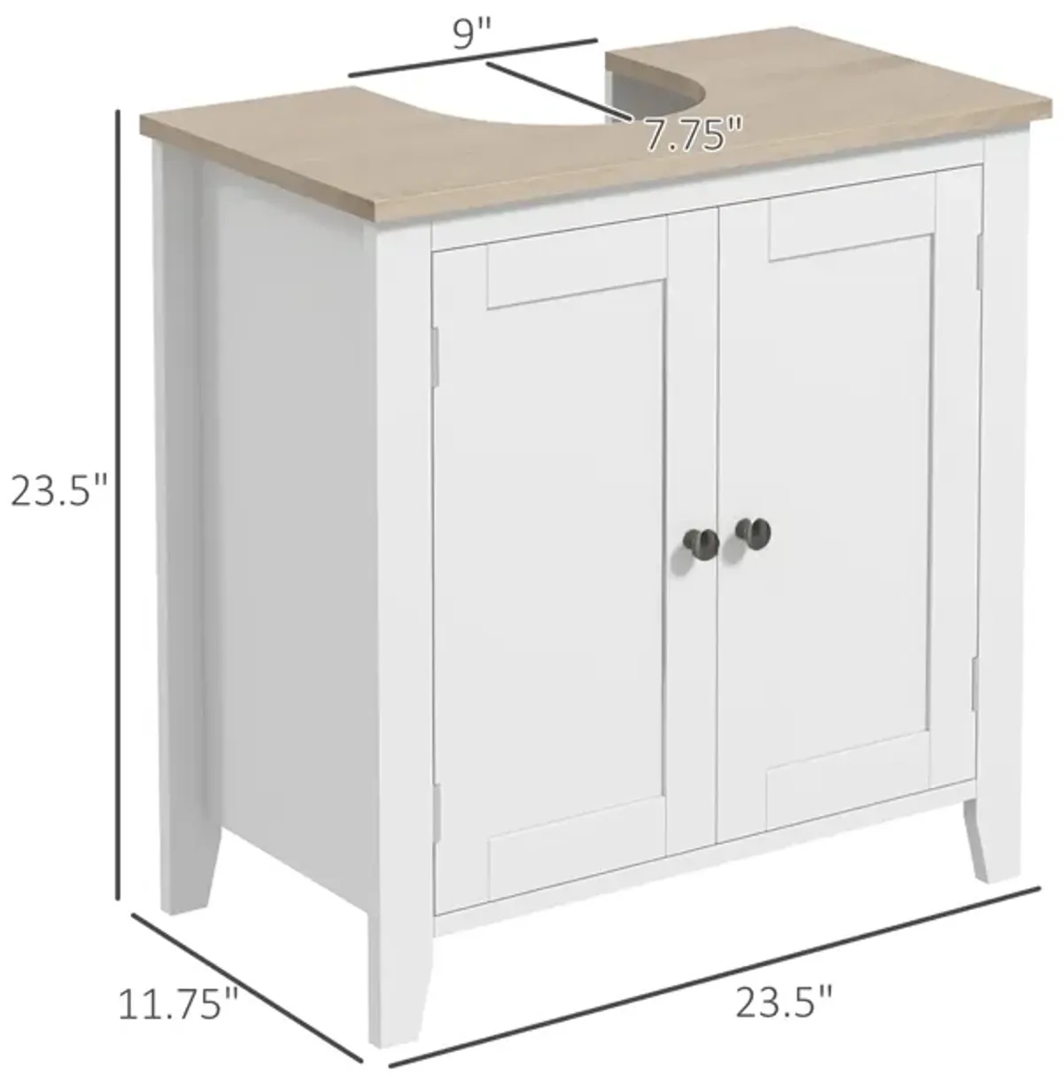 Short Pedestal Under Sink Cabinet Storage Standing Unit w/ 2 Door Space Saver