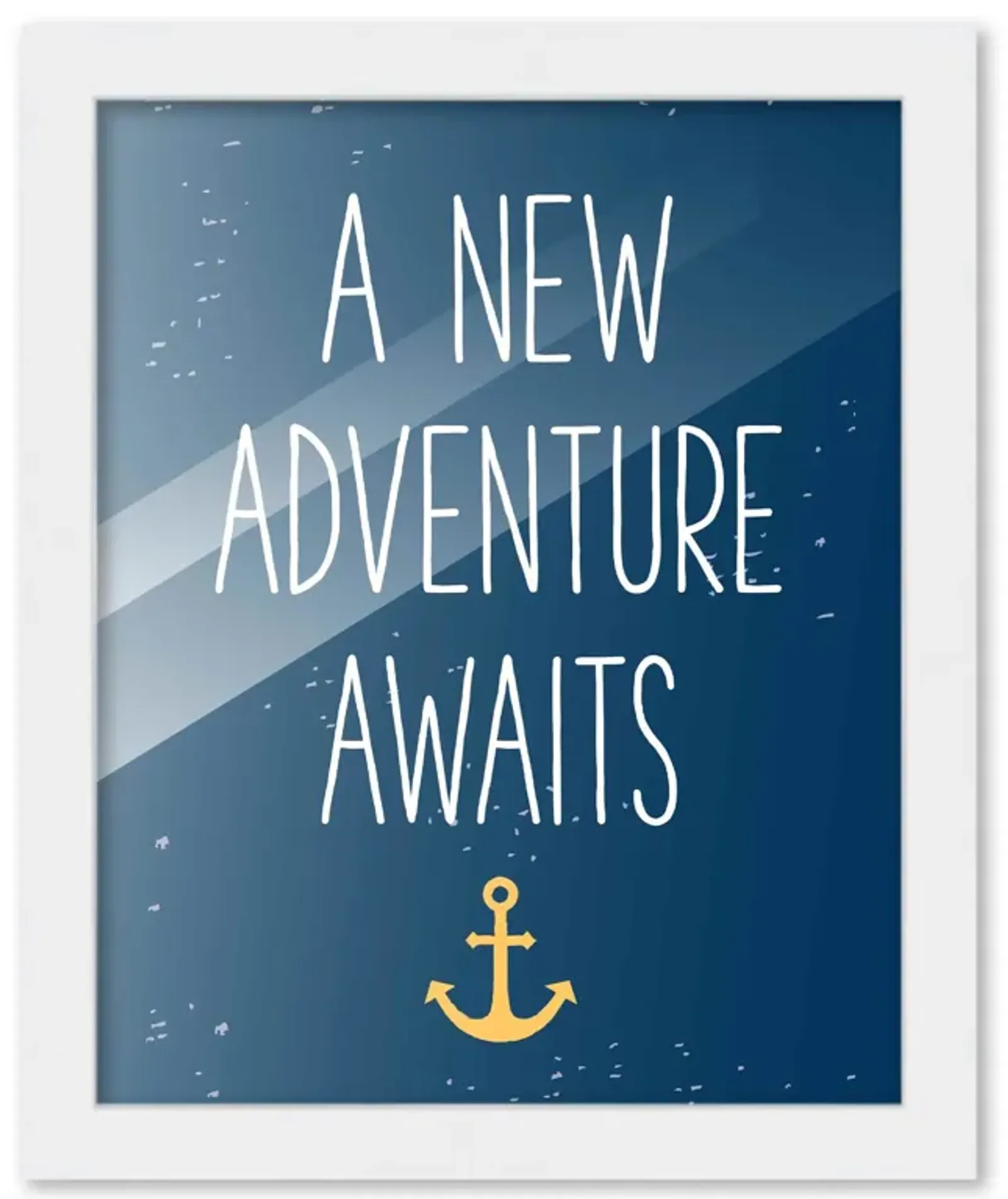 8x10 Framed Nursery Wall Adventure Boy New Adventure Awaits Poster in White Wood Frame For Kid Bedroom or Playroom