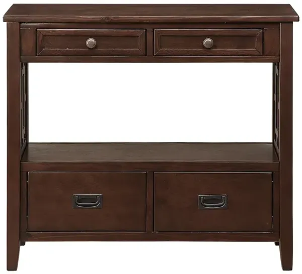 36" Farmhouse Pine Wood Console Table Entry Sofa Table With 4 Drawers & 1 Storage Shelf