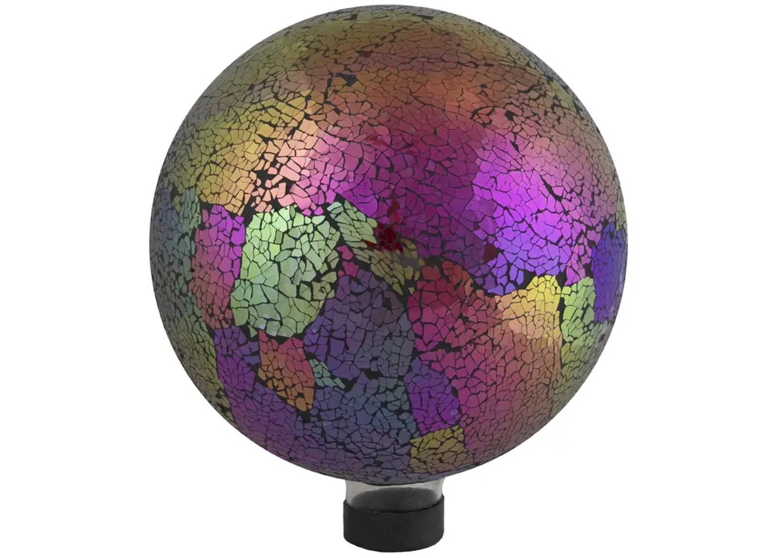 10" Pink Iridescent Mosaic Reflective Glass Outdoor Garden Gazing Ball