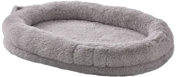 Human Size Dog Bean Bed with Soft PV Velvet, Removable and Washable Cover