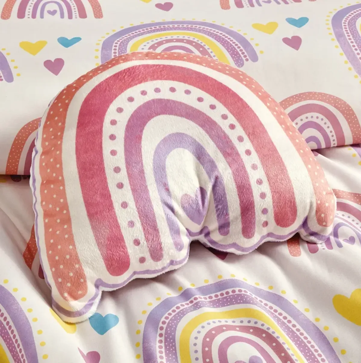 MarCielo Kids Girls Boys Comforter Set Rainbow Heart.