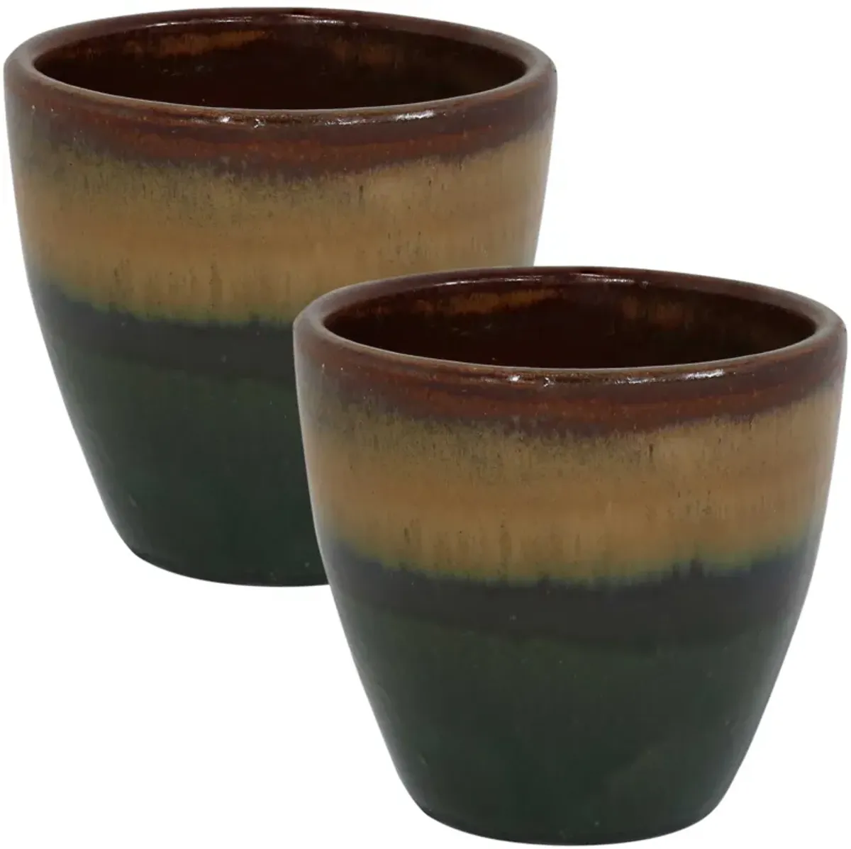 Sunnydaze Set of 2 Resort Glazed Ceramic Planters - 8"