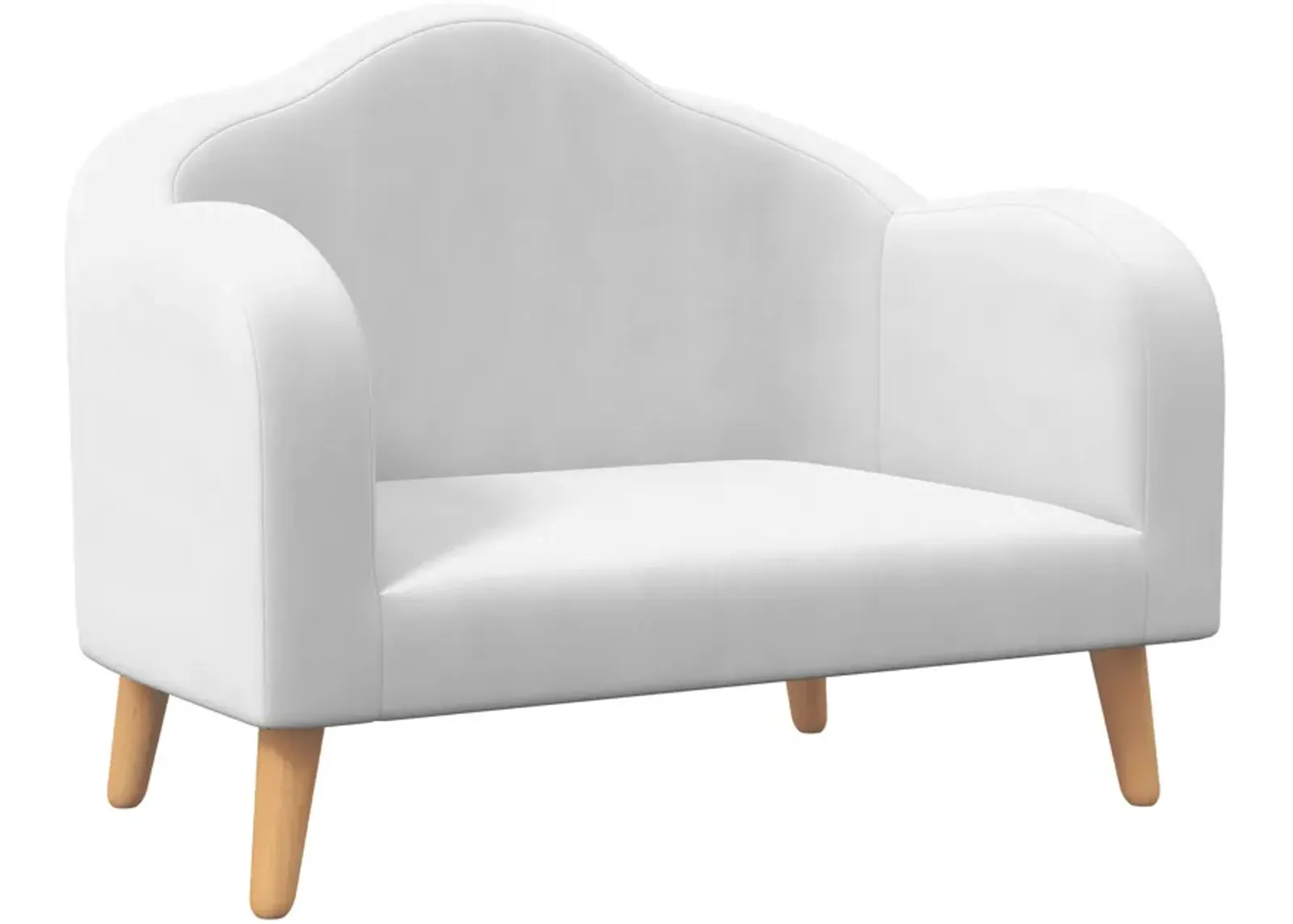 White Kids' Couch: 2-Seater Sofa with Soft Foam & Anti-Tipping Design