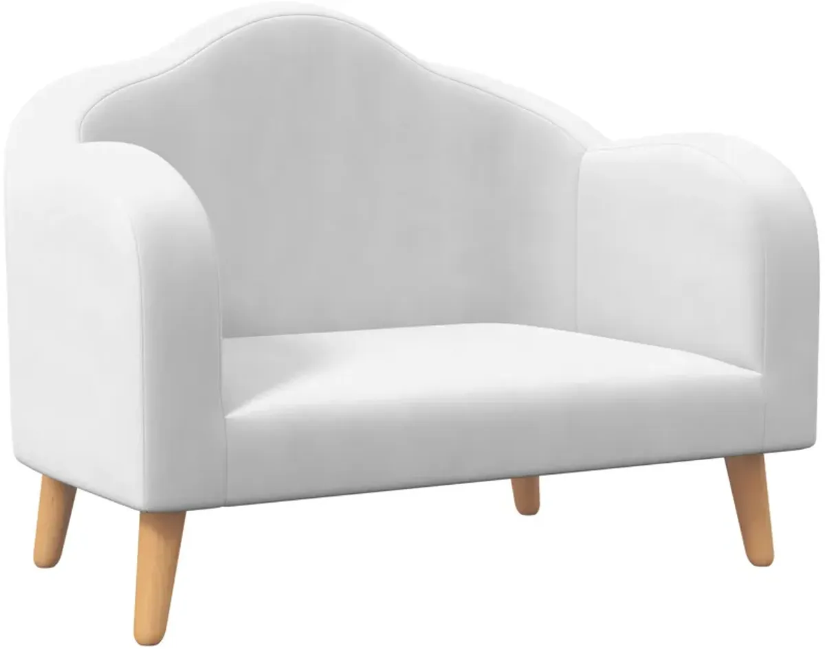 White Kids' Couch: 2-Seater Sofa with Soft Foam & Anti-Tipping Design