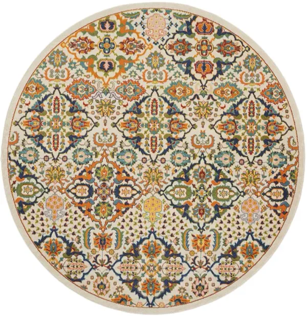 Allur ALR03 Ivory/Multicolor 4' x Round Rug