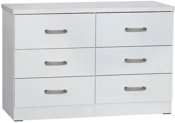 Better Home Products DD & PAM 6 Drawer Engineered Wood Bedroom Dresser in White