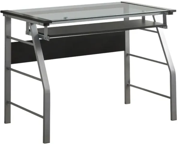 Kings Brand Furniture Metal and Glass Top Home Office Computer Desk/Table