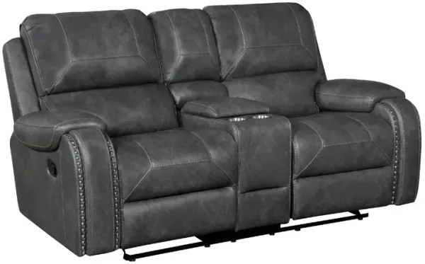 Dean Reclining Loveseat, Pillow Tufted Gray Faux Leather 76 Inch - Benzara
