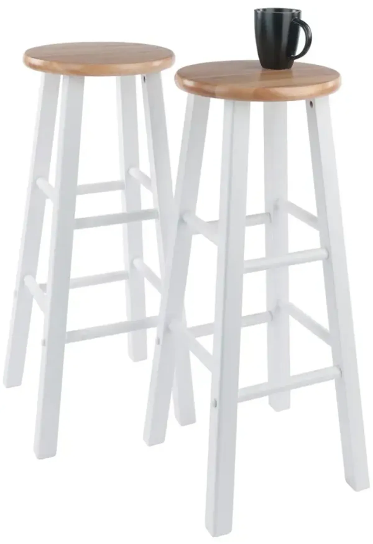 Element Bar Stools, 2-Pc Set, Natural & White