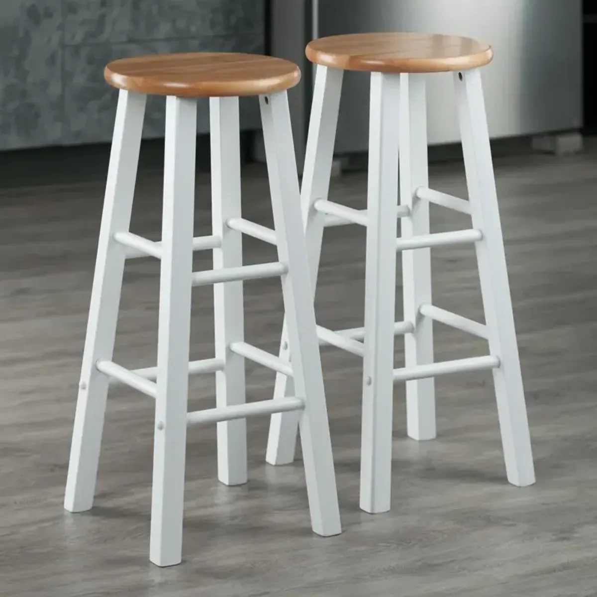 Element Bar Stools, 2-Pc Set, Natural & White