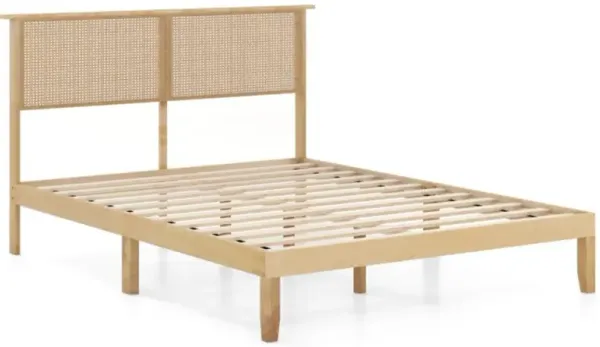 Hivvago Queen Size Bed Frame with Rattan Headboard