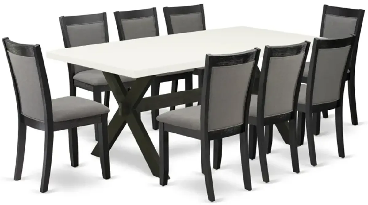 East West Furniture X627MZ650-9 9Pc Dining Set - Rectangular Table and 8 Parson Chairs - Multi-Color Color