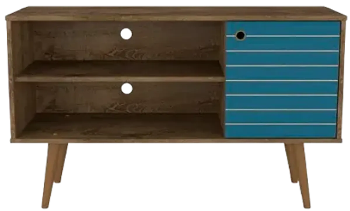 Liberty Small TV Stand in Brown and Blue