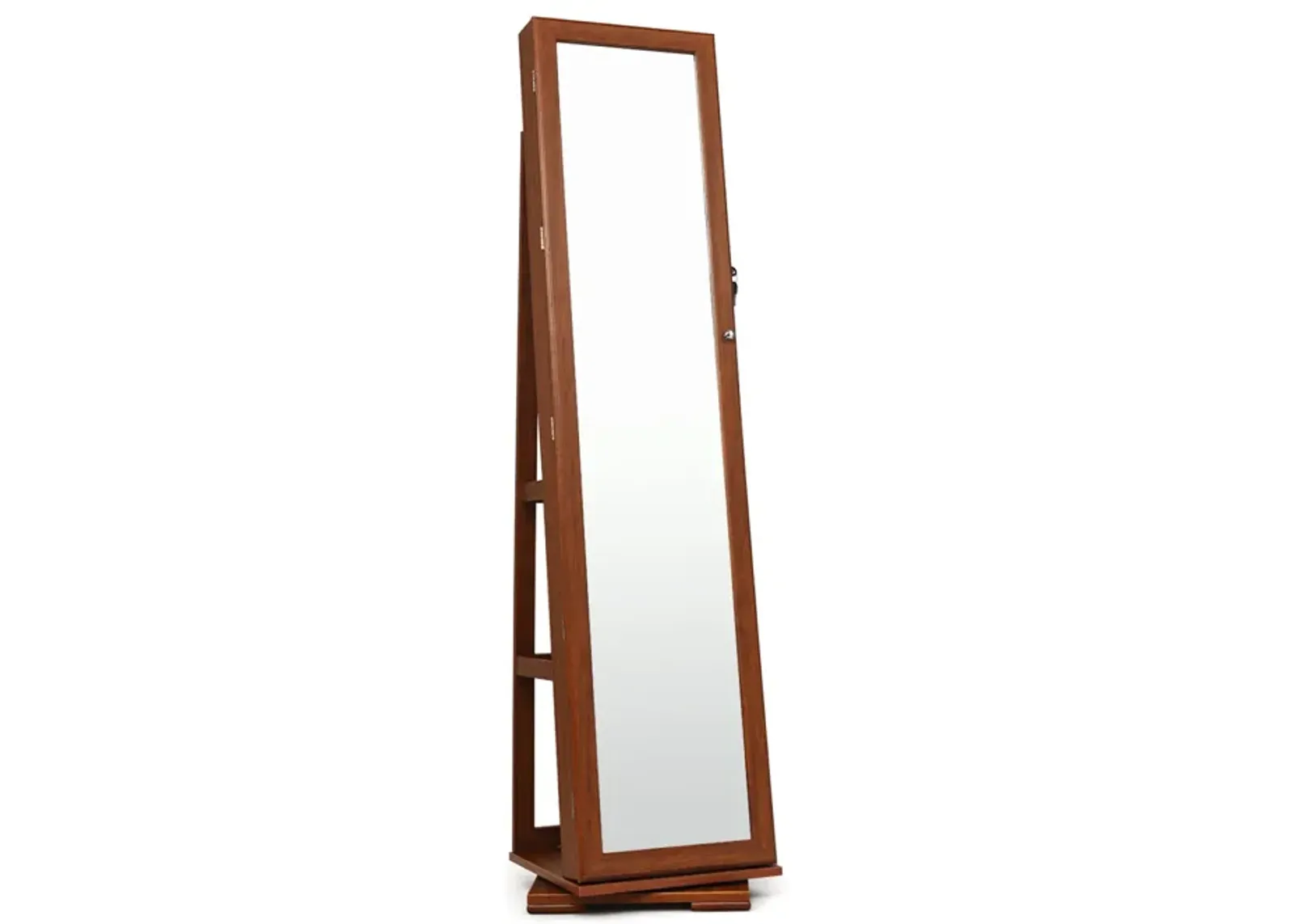 360° Rotatable 2-in-1 Lockable Jewelry Cabinet with Full-Length Mirror