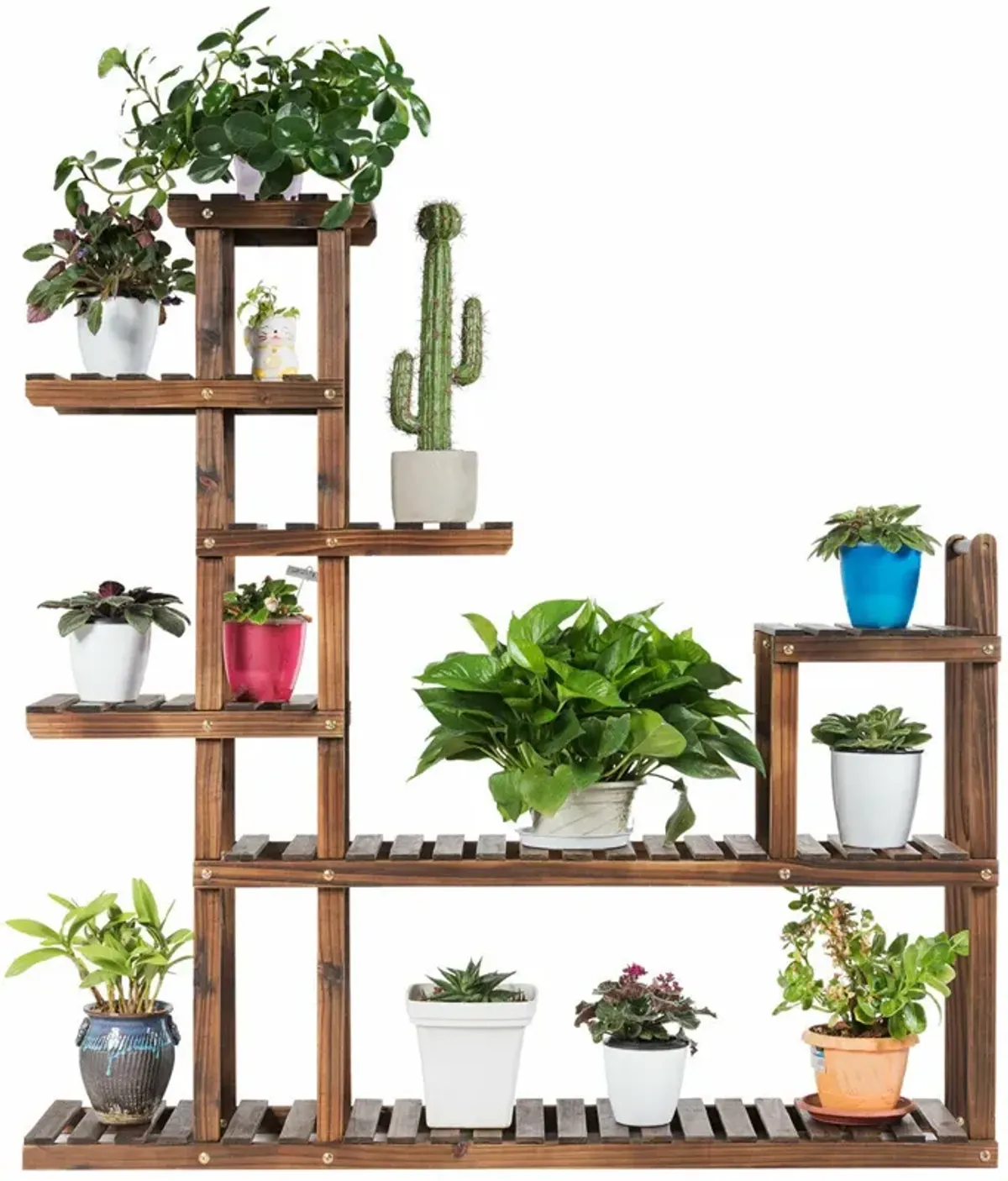 7-Tier Flower Wood Stand Plant Display Rack Storage Shelf