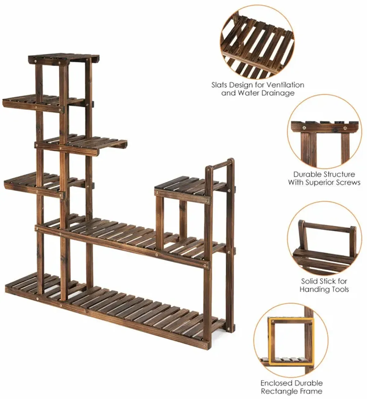 7-Tier Flower Wood Stand Plant Display Rack Storage Shelf