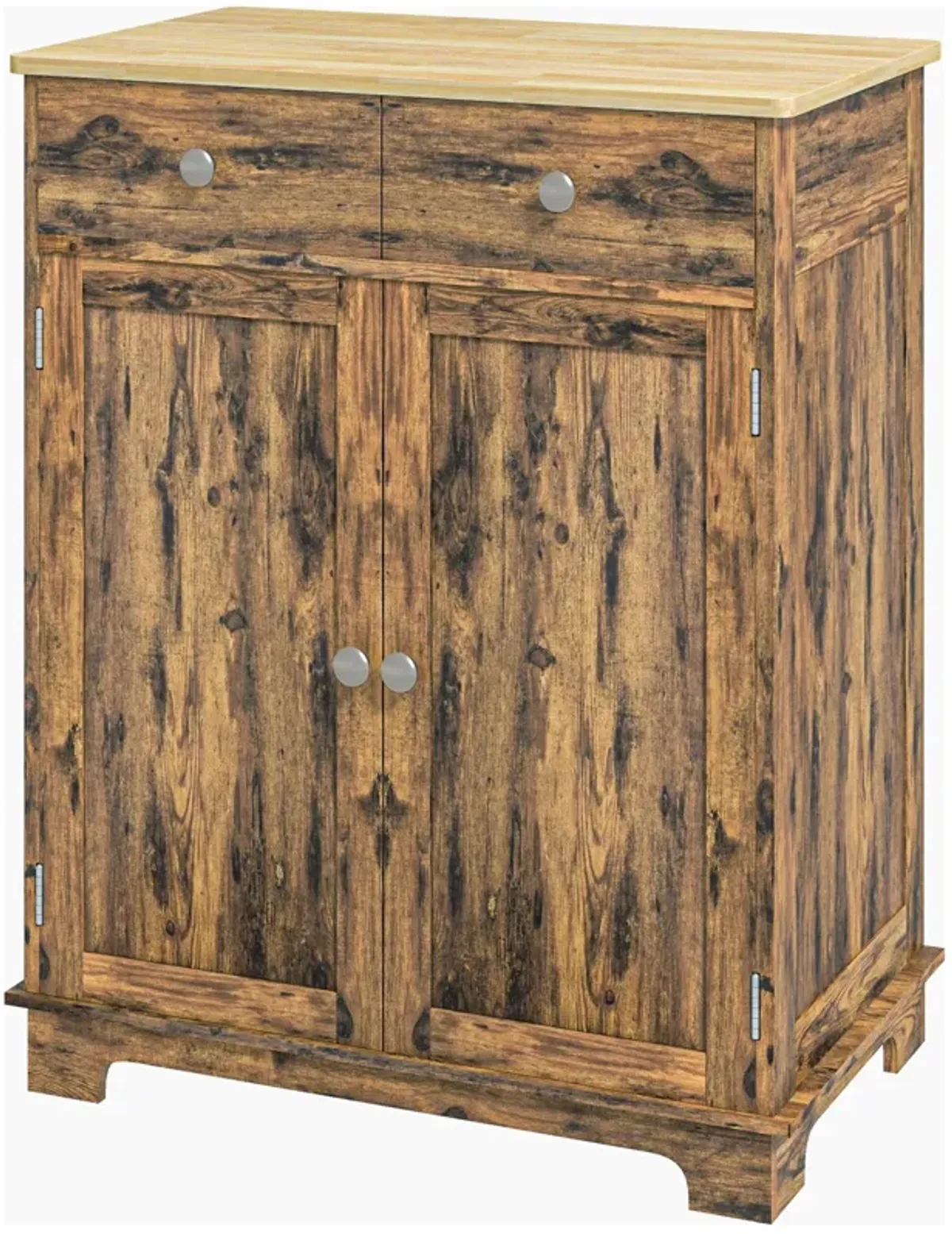 Brown Sideboard Cabinet: Wood Top, Adjustable Shelf