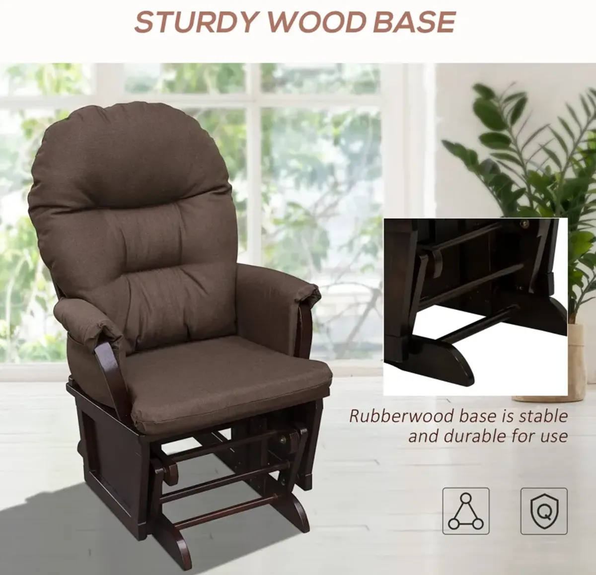 Brown Nursery Comfort: Glider Rocking Chair with Ottoman