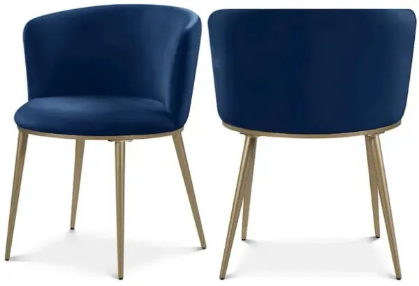 Meridian Furniture Skylar Navy Velvet Dining Chair, Set of 2