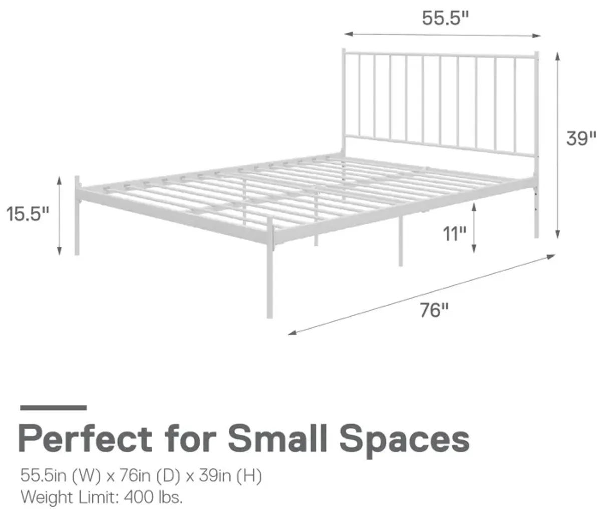 Ares Metal Bed, Full, White