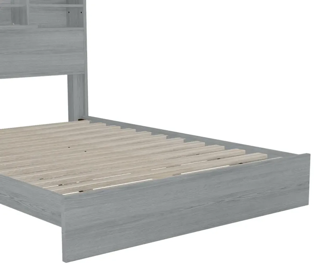 Merax Vintage Platform Bed with Storage Headboard and Charging Station