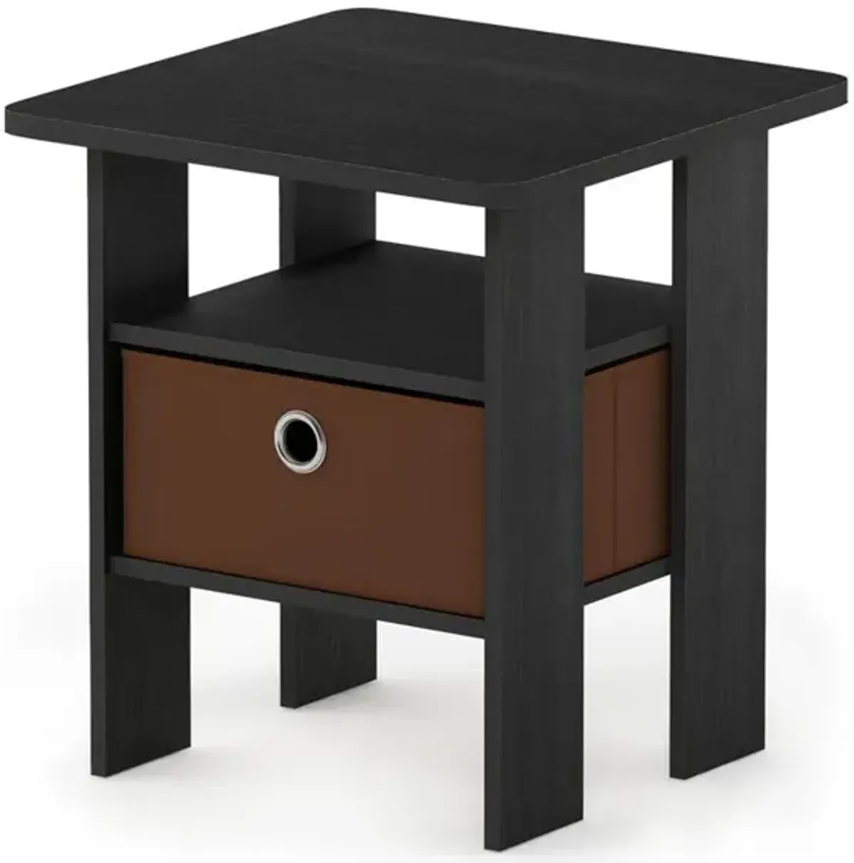 Andrey End Table Nightstand with Bin Drawer, Americano/Medium Brown,