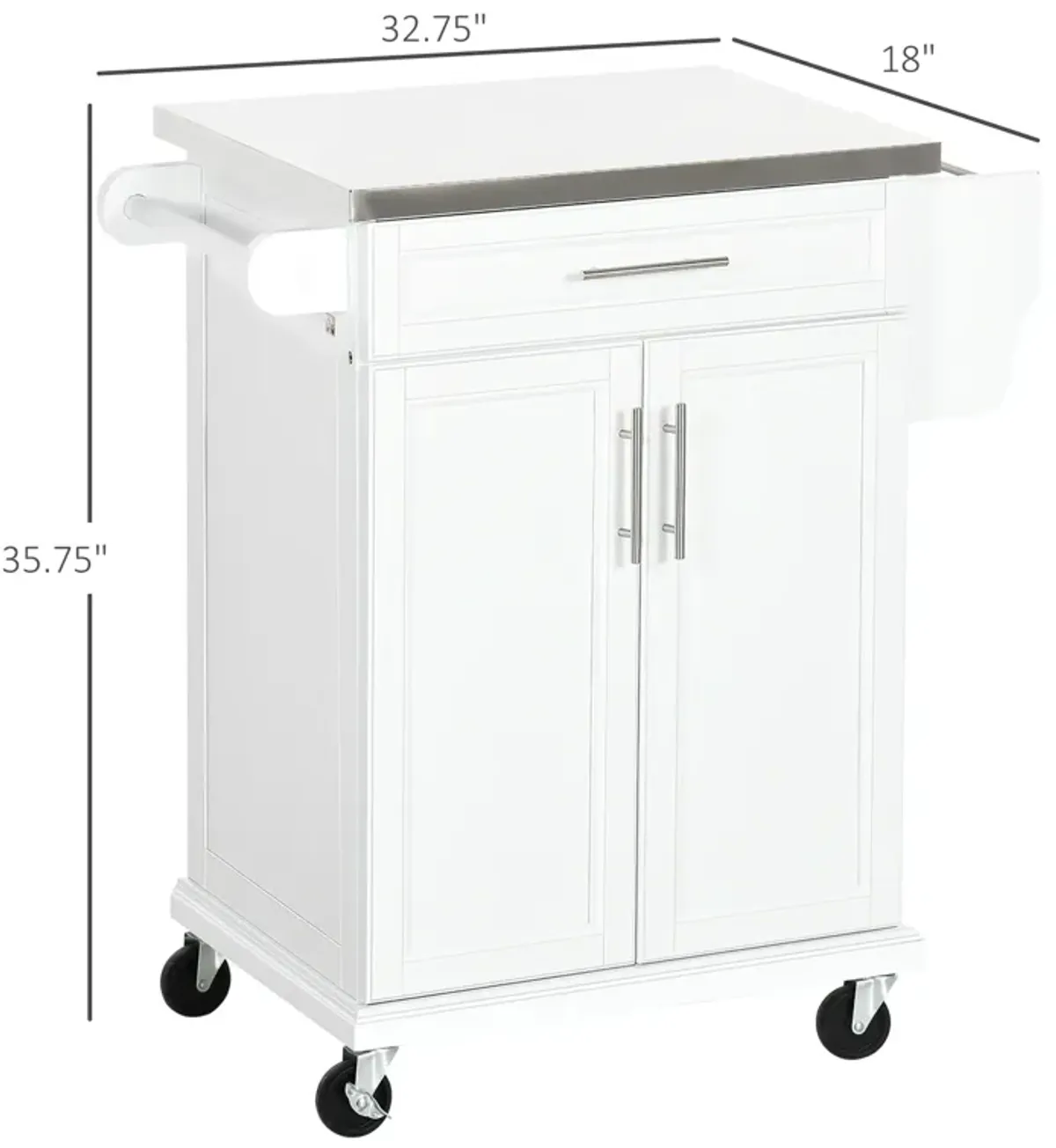 Wood Kitchen Island Cart Storage Box Cabinet  Drawer Trolley w/ Stainless Steel