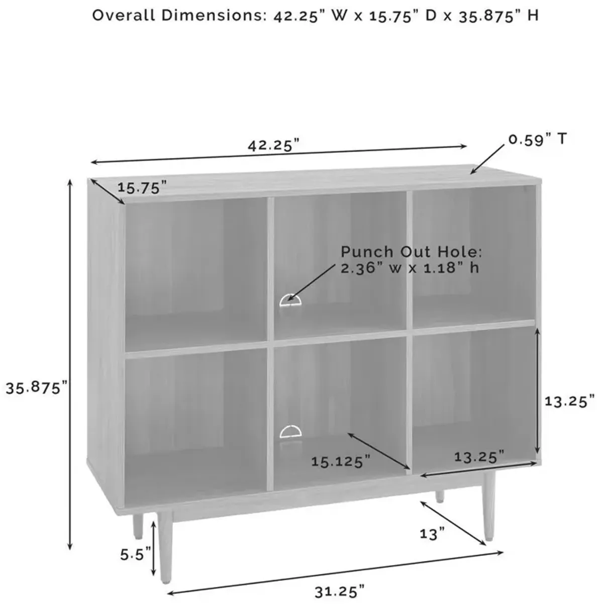 Liam 6 Cube Bookcase Walnut