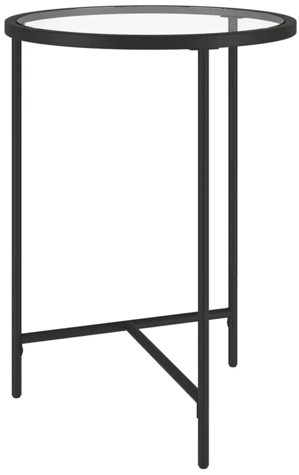 Glass and Steel Round End Table, Contemporary Accent Table for Living Spaces