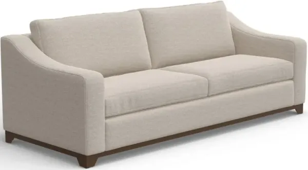 Umey Sofa, 2 Throw Pillows, Modern Ivory White Polyester, Solid Wood - Benzara